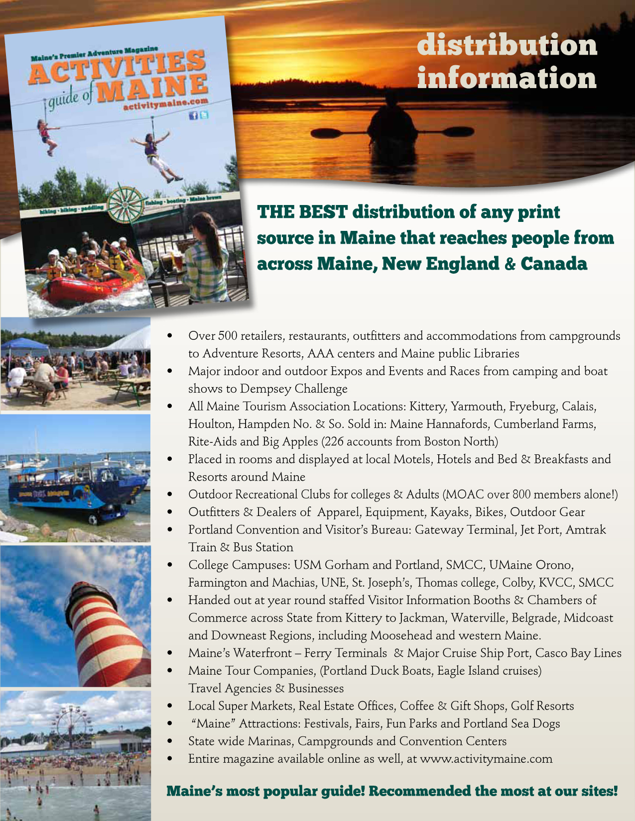 Distribution information for the Activities Guide of Maine