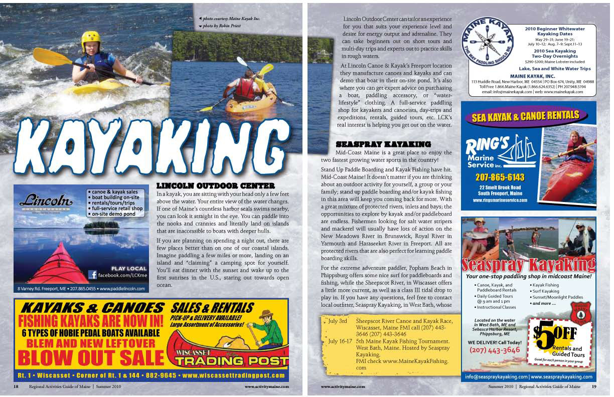 kayaking in Mainw