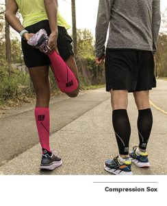 Compression sleeves for legs are becoming popular among runners to alleviate calf and lower leg pain by bringing more blood flow to the area.